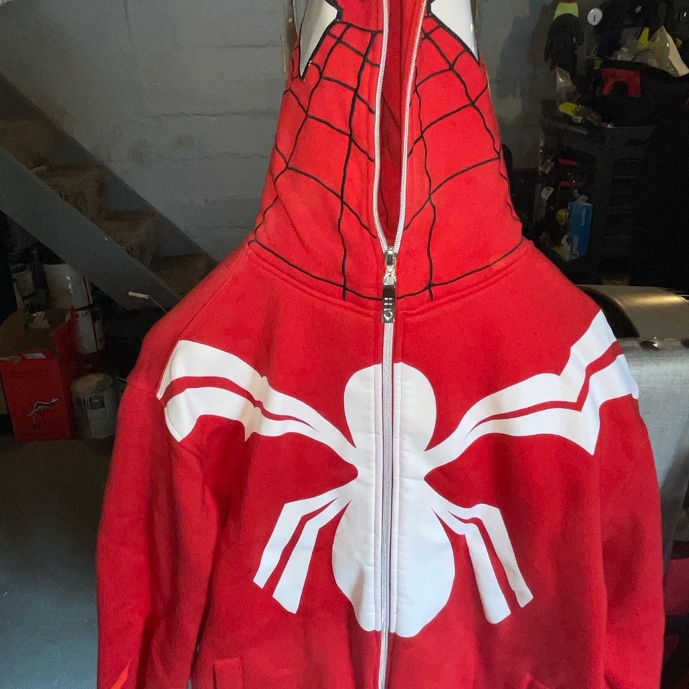 Y2K Spider-Man Hoody With Full Zip Masked Hoody. Mens Large